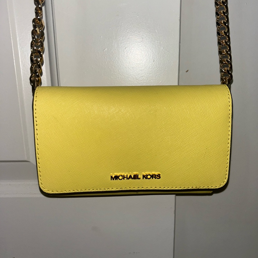 Michael Kors Yellow Crossbody Bag with Gold-Tone Hardware